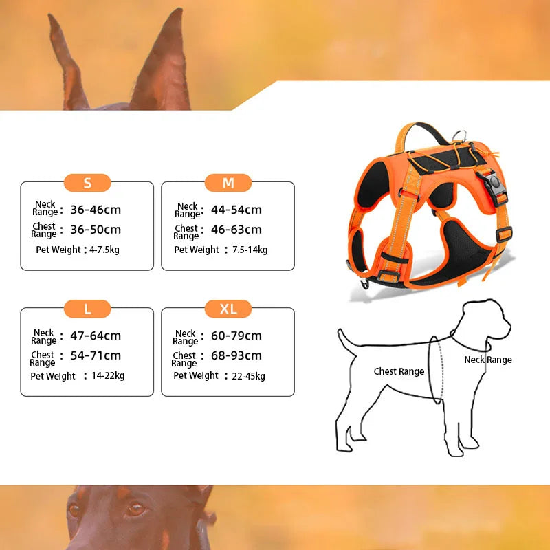 New Reflective Tactical Dog Harness No Pull Adjustable Vest Explosion Proof Durable Pet Chest Strap for Small Medium Large Dogs
