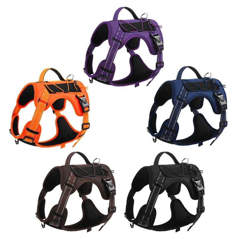 New Reflective Tactical Dog Harness No Pull Adjustable Vest Explosion Proof Durable Pet Chest Strap for Small Medium Large Dogs